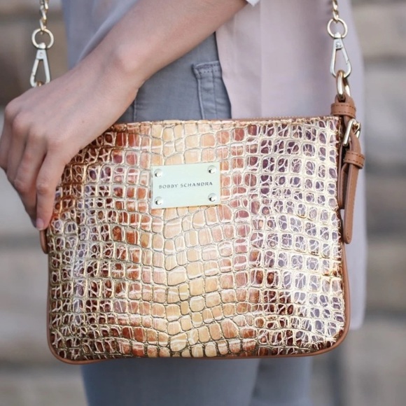 Bobby Schrandra Leather Black & Silver Bag—BEAUTIFUL!! No Strap—EXCELLENT Cond! - Picture 1 of 7